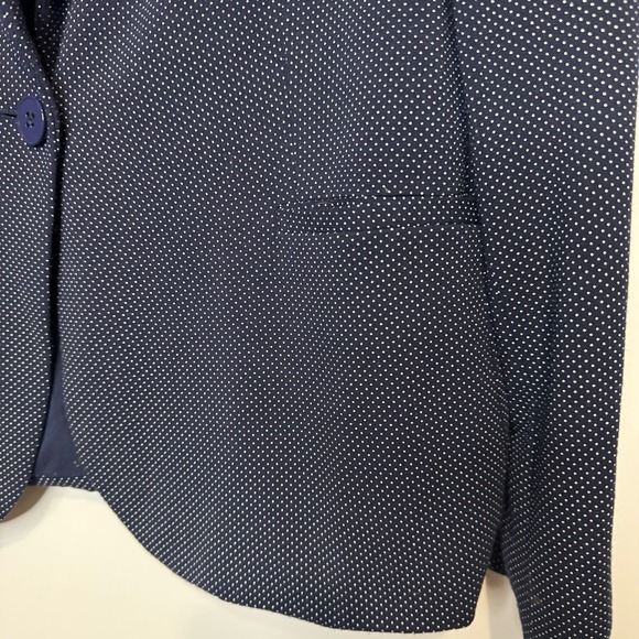 Chico's Women's Navy Polka Dot One Button Stretchy Blazer size 2 - Picture 2 of 7